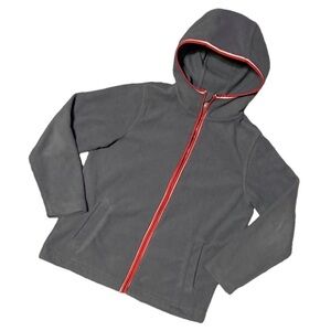 Lands' End Gray Hoodie with Red Trim Kids Fleece